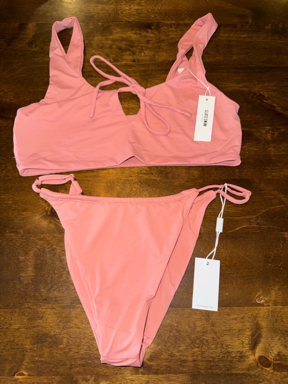 Slate Swim Pink Bikini Bottoms - Tie Detail